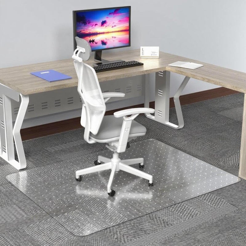 HOMEK Office Chair Mat for Low Pile Carpet, 30" x 48" Transparent Office Desk Chair Mat for Carpeted Floors, Studded Carpet Floors Protector Mat for Home & Offices - Image 1